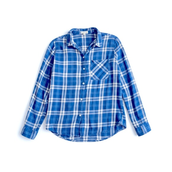 017 Garage Blue and White Plaid Button Down Shirt XS Womens - Picture 4 of 4